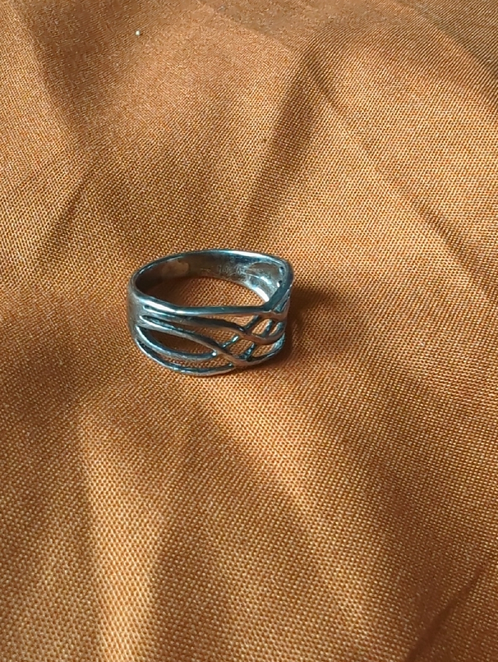 Sterling Silver Openwork Wave Band Ring - Silver
